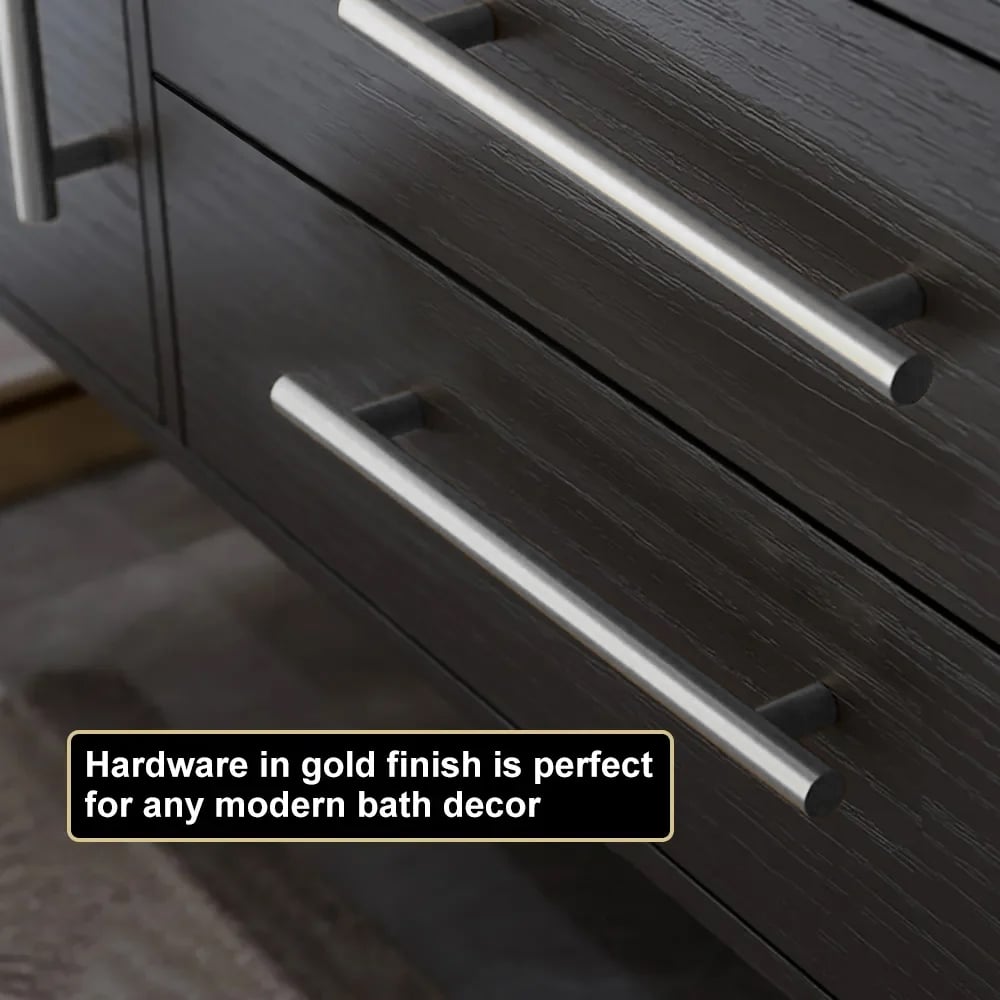 Modern 1000mm Floating Black Bathroom Vanity Stone Top Wall Mounted Bathroom Cabinet - 