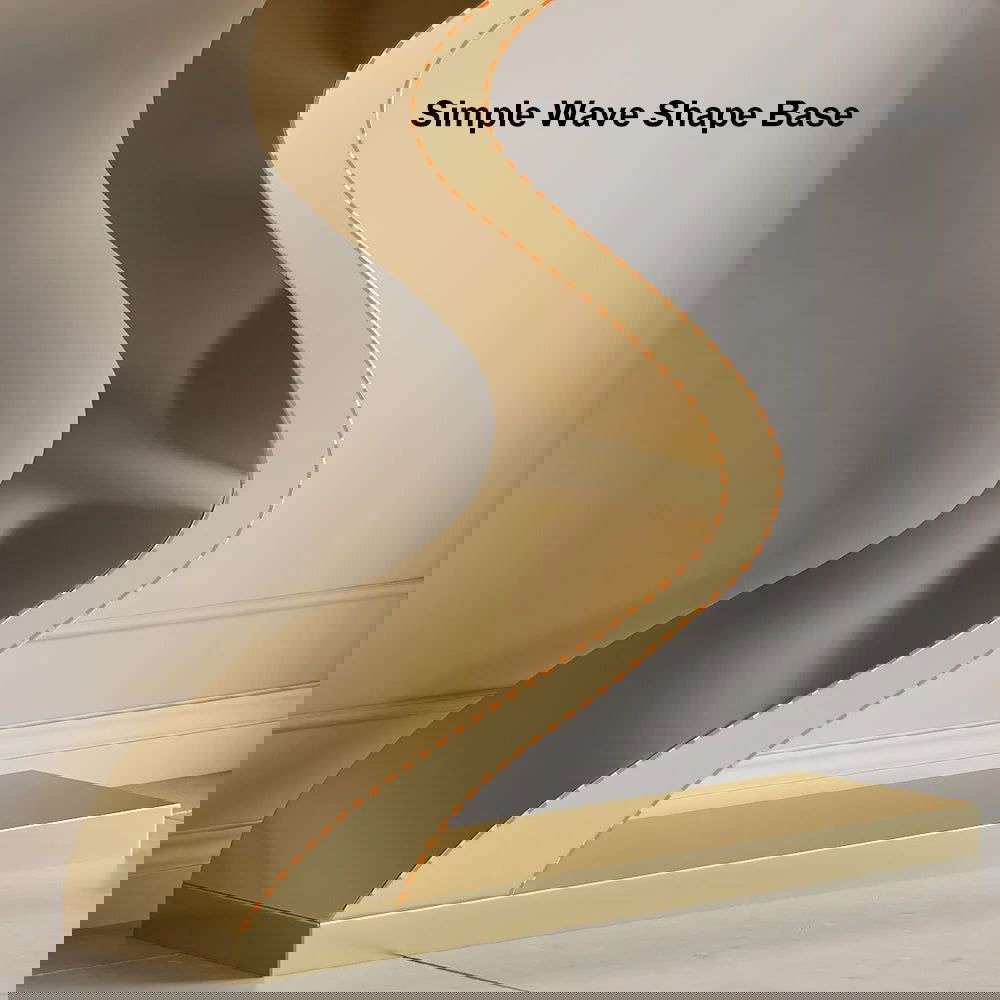 Modern 1000mm White & Gold Curved Console Table with Sintered Stone Top Half Moon Shape - 