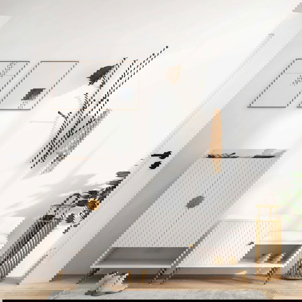 Modern 11-Hook Wall Mounted Coat Rack in Black with Tree Branch Shape - Homary