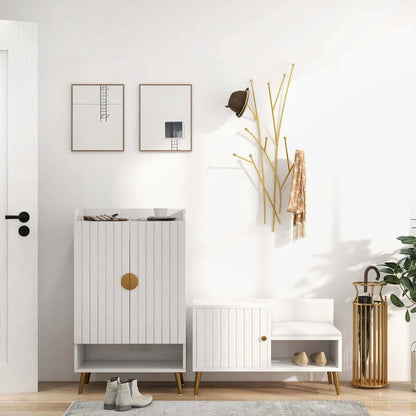 Modern 11-Hook Wall Mounted Coat Rack in Gold with Tree Branch Shape - 