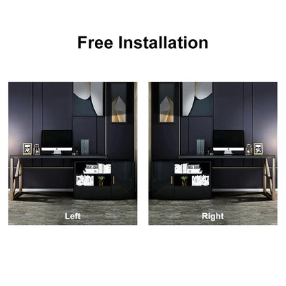 Modern 1600mm Black L-Shaped Desk Corner Computer Desk with Cabinet & Rich Storage - 