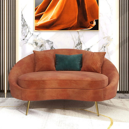 Modern 1600mm Bronze Velvet Curved Sofa Toss Pillow Included - 