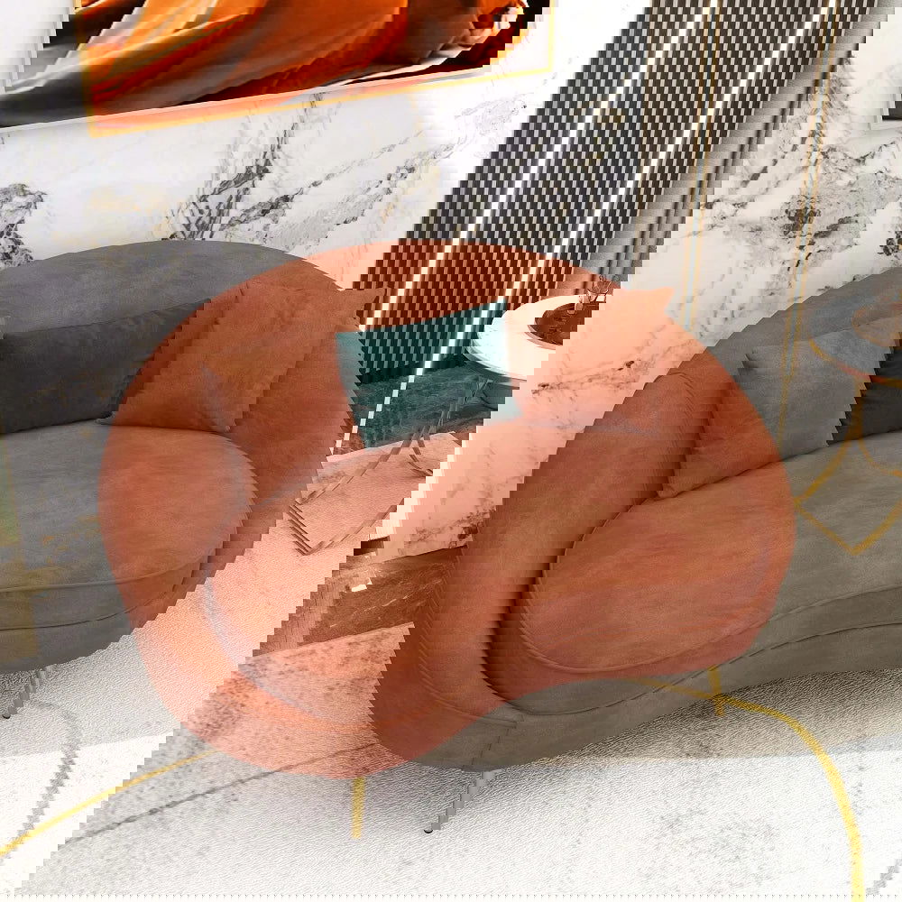 Modern 1600mm Bronze Velvet Curved Sofa Toss Pillow Included - 