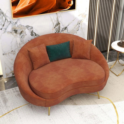 Modern 1600mm Bronze Velvet Curved Sofa Toss Pillow Included - 