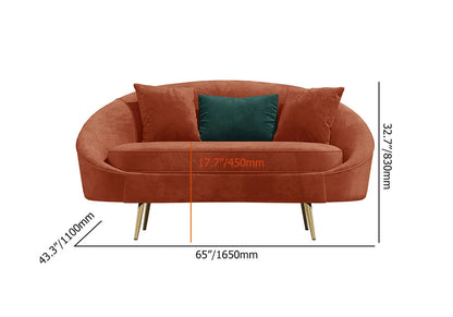 Modern 1600mm Bronze Velvet Curved Sofa Toss Pillow Included - 
