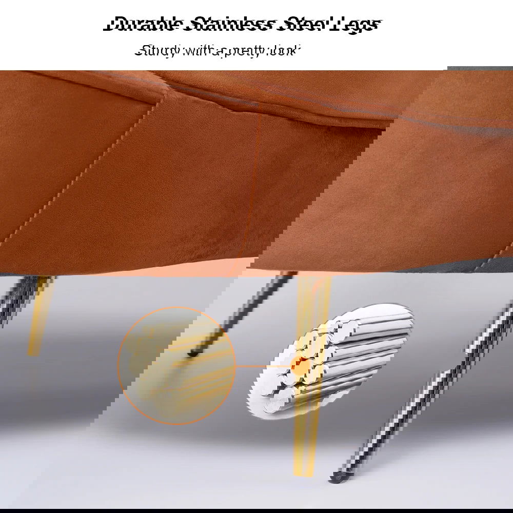 Modern 1600mm Bronze Velvet Curved Sofa Toss Pillow Included - 