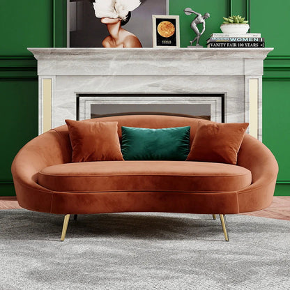Modern 1600mm Bronze Velvet Curved Sofa Toss Pillow Included - Homary