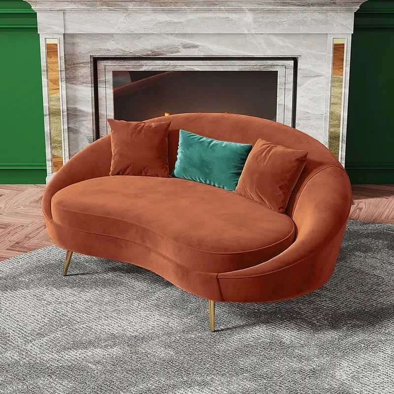 Modern 1600mm Bronze Velvet Curved Sofa Toss Pillow Included - Homary