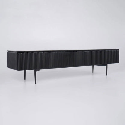 Modern 1800mm TV Stand with Drawers Line Media Console with Black Metal Legs - 