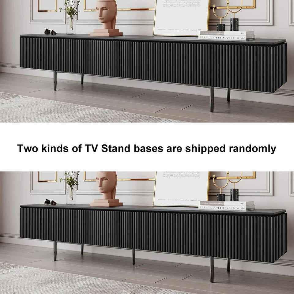 Modern 1800mm TV Stand with Drawers Line Media Console with Black Metal Legs - Homary