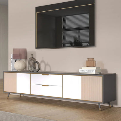 Modern 2000mm TV Stand TV Console with Drawers Line Media Console with Doors - Homary