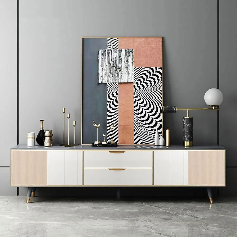 Modern 2000mm TV Stand TV Console with Drawers Line Media Console with Doors - Homary