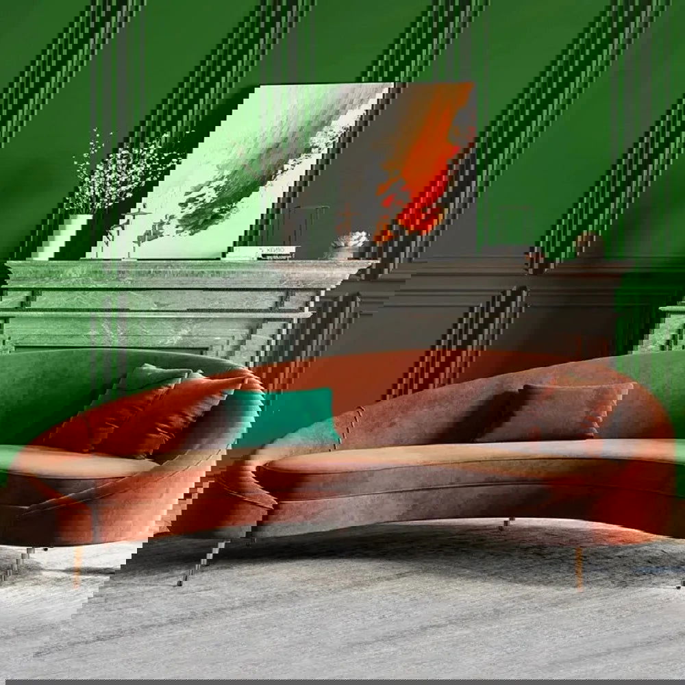 Modern 2100mm Bronze Velvet Curved Sofa 3-Seater Sofa Toss Pillow Included - Homary