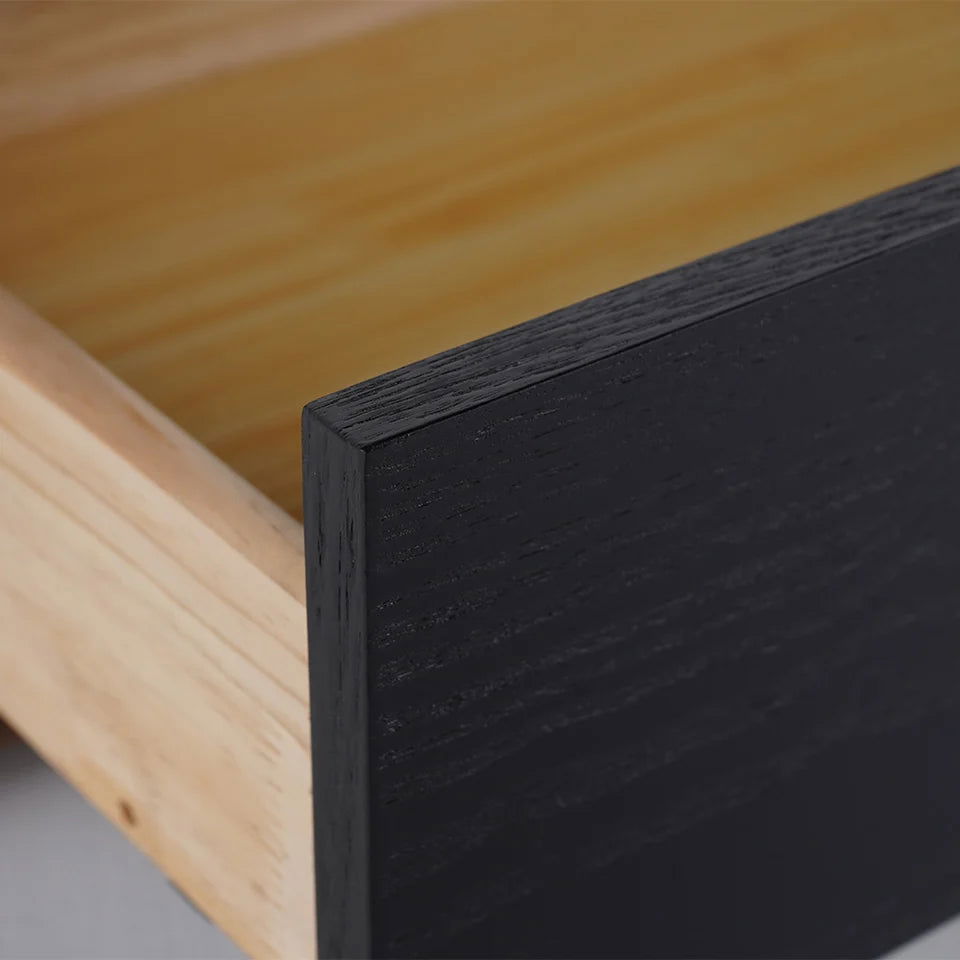 Modern 2200mm Walnut & Black TV Stand Rectangle Media Console with 4 Drawers - 