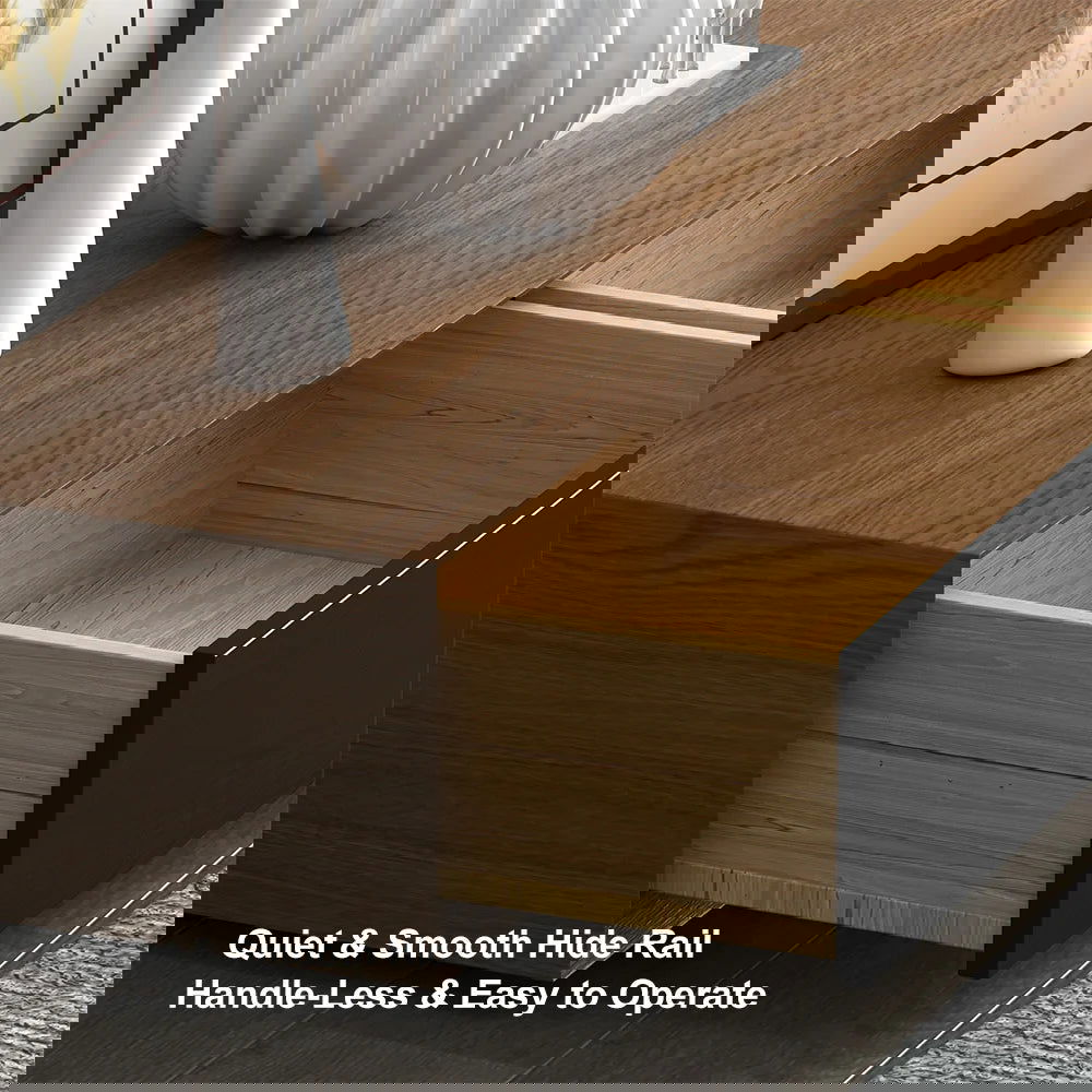 Modern 2200mm Walnut & Black TV Stand Rectangle Media Console with 4 Drawers - 