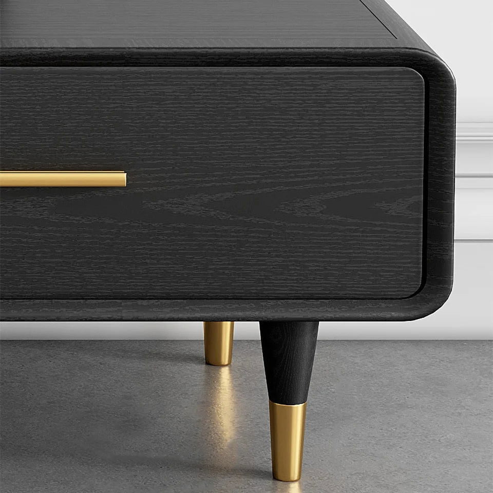 Modern 63 Inch Black TV Stand Rectangle Media Stand Wood TV Console with 3 Drawers - 