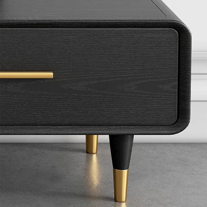 Modern 63 Inch Black TV Stand Rectangle Media Stand Wood TV Console with 3 Drawers - 