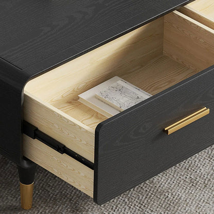 Modern 63 Inch Black TV Stand Rectangle Media Stand Wood TV Console with 3 Drawers - Homary