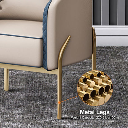 Modern Accent Chair Tufted Upholstered PU Leather Accent Chair in Gold - 