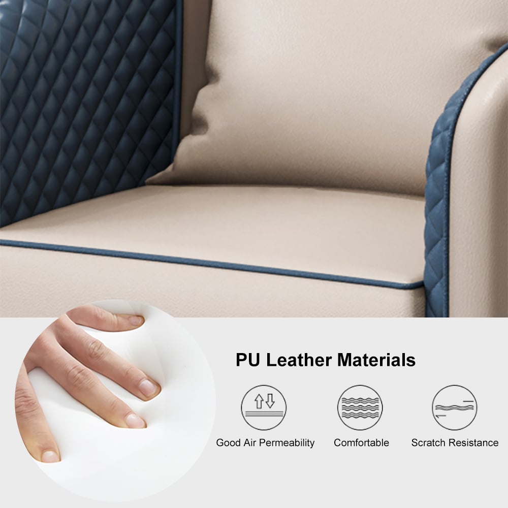 Modern Accent Chair Tufted Upholstered PU Leather Accent Chair in Gold - 