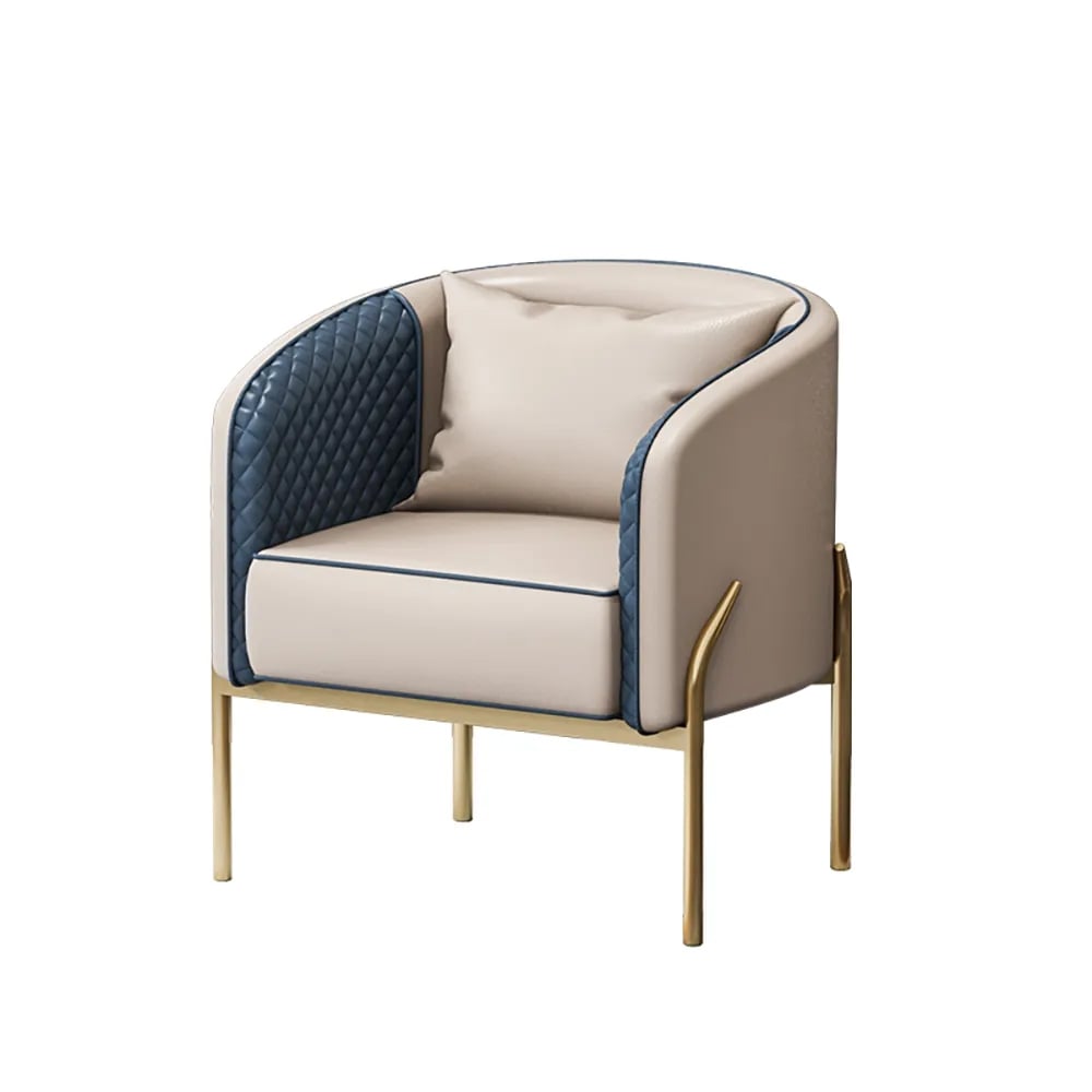Modern Accent Chair Tufted Upholstered PU Leather Accent Chair in Gold - 