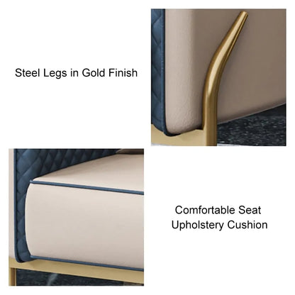 Modern Accent Chair Tufted Upholstered PU Leather Accent Chair in Gold - 