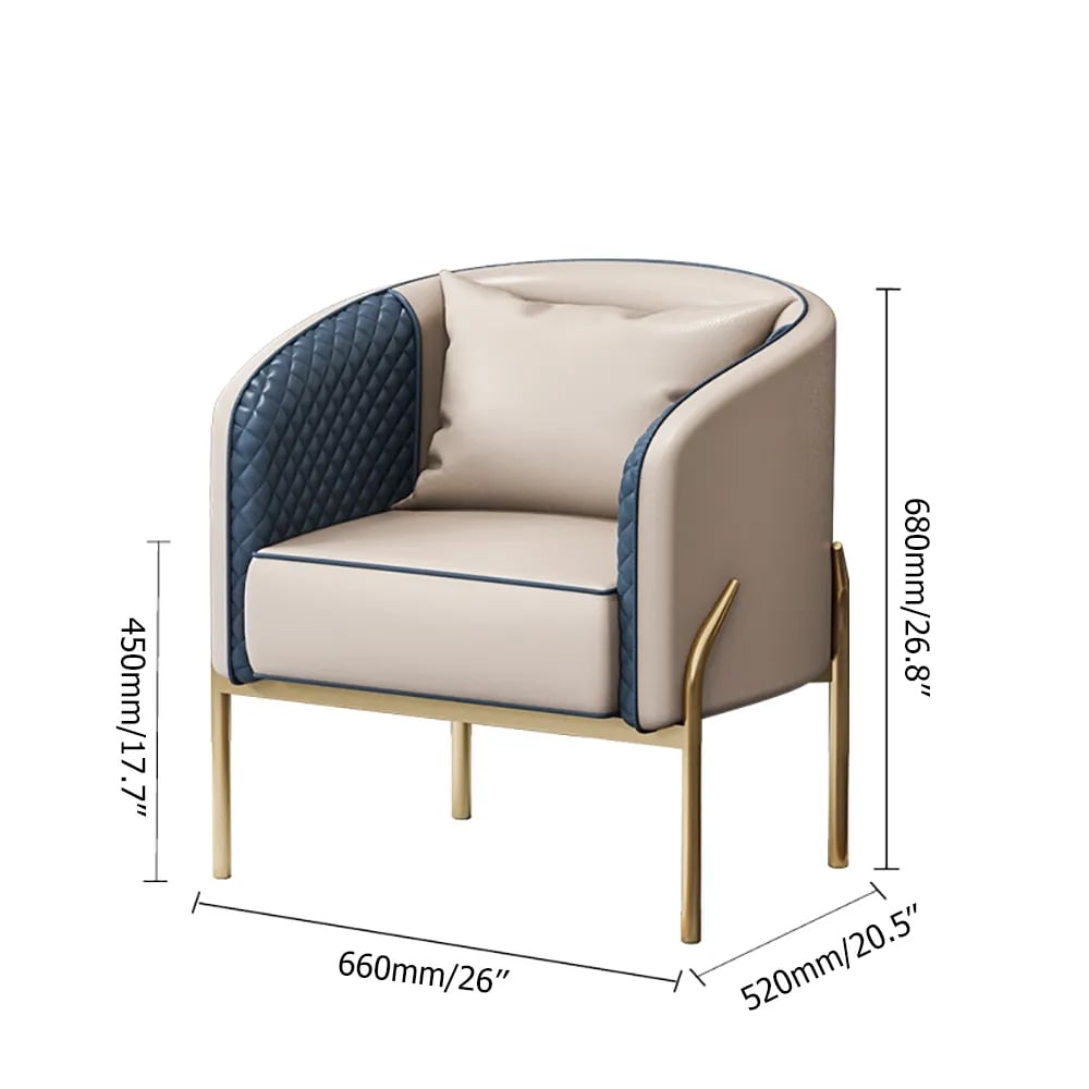 Modern Accent Chair Tufted Upholstered PU Leather Accent Chair in Gold - 