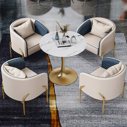 Modern Accent Chair Tufted Upholstered PU Leather Accent Chair in Gold - 