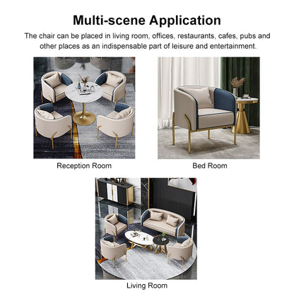 Modern Accent Chair Tufted Upholstered PU Leather Accent Chair in Gold - 