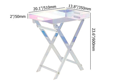 Modern Acrylic Folding Side Table Clear Square Iridescent End Table - 