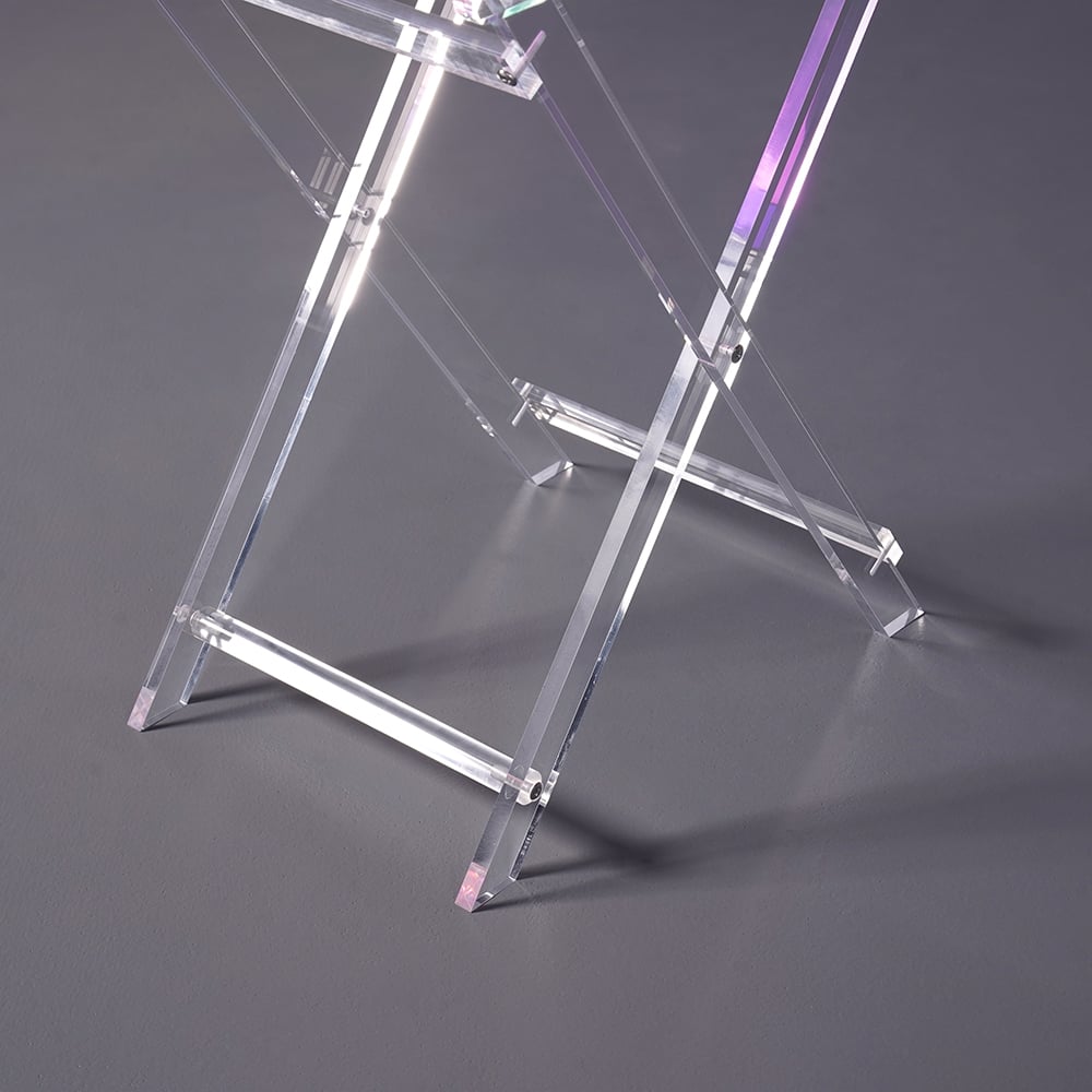 Modern Acrylic Folding Side Table Clear Square Iridescent End Table - 