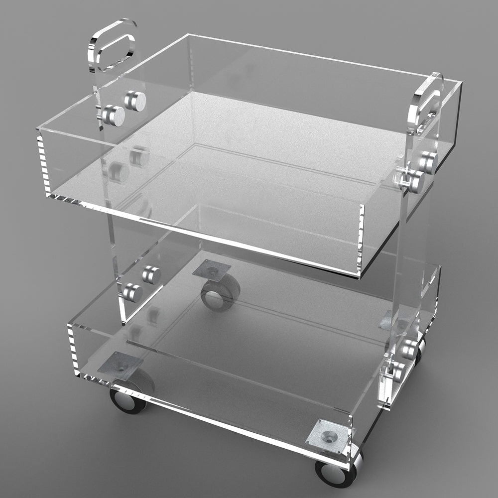 Modern Acrylic Rolling Bar Cart End Table with Handles - 