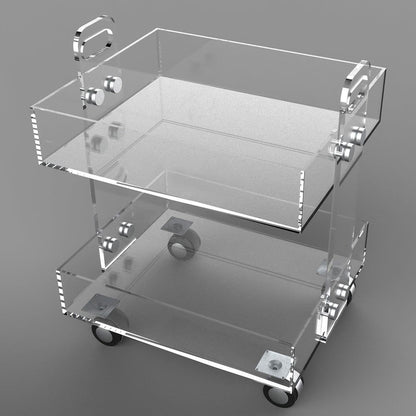 Modern Acrylic Rolling Bar Cart End Table with Handles - 