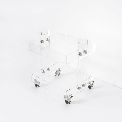 Modern Acrylic Rolling Bar Cart End Table with Handles - 