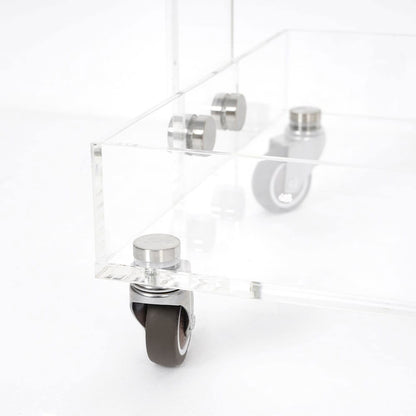 Modern Acrylic Rolling Bar Cart End Table with Handles - 