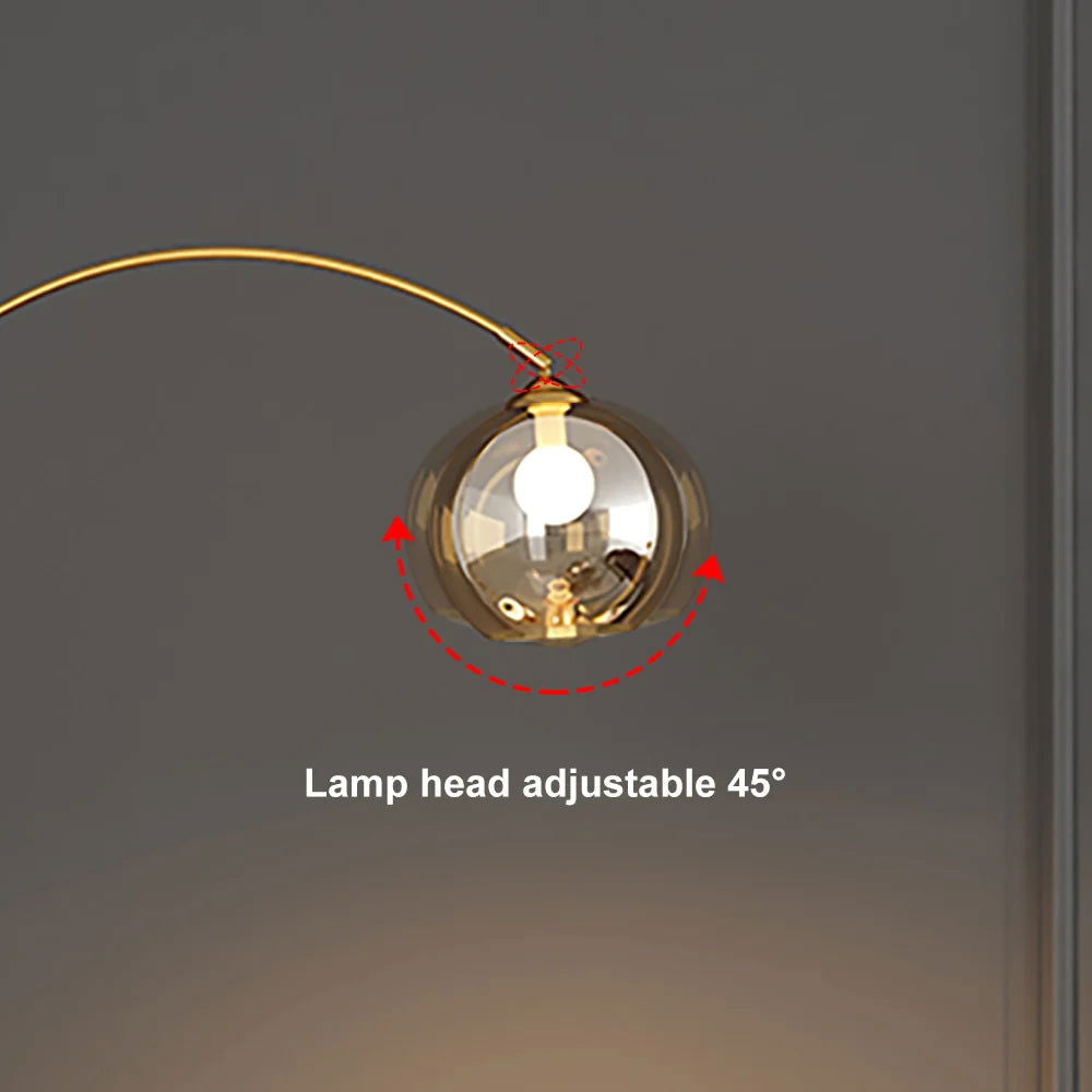 Modern Arc Floor Lamp End Table with Glass Shade, Wireless Charger & USB Port - 