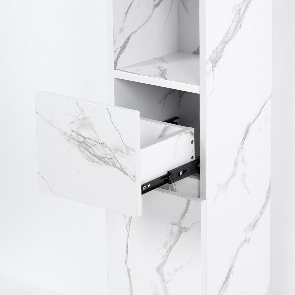 Modern Bathroom Cabinet with Drawers Wall Mounted Bathroom Cabinet with Doors with Shelf- White - 