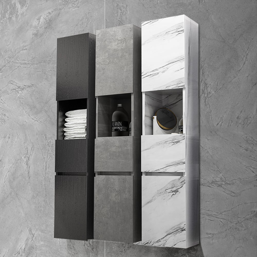 Modern Bathroom Cabinet with Drawers Wall Mounted Bathroom Cabinet with Doors with Shelf - Grey - 