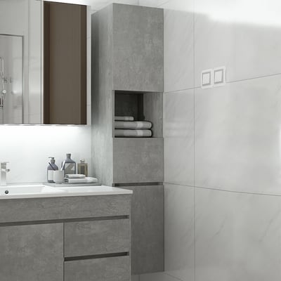 Modern Bathroom Cabinet with Drawers Wall Mounted Bathroom Cabinet with Doors with Shelf - Grey - Approved By Design