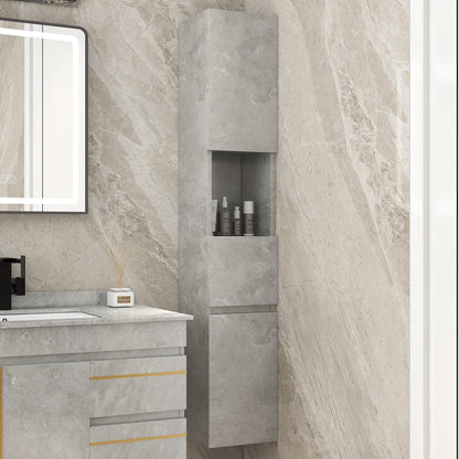 Modern Bathroom Cabinet with Drawers Wall Mounted Bathroom Cabinet with Doors with Shelf - Grey - Approved By Design