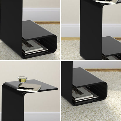 Modern Black Acrylic End Table with Storage C-Shaped Side Table - 