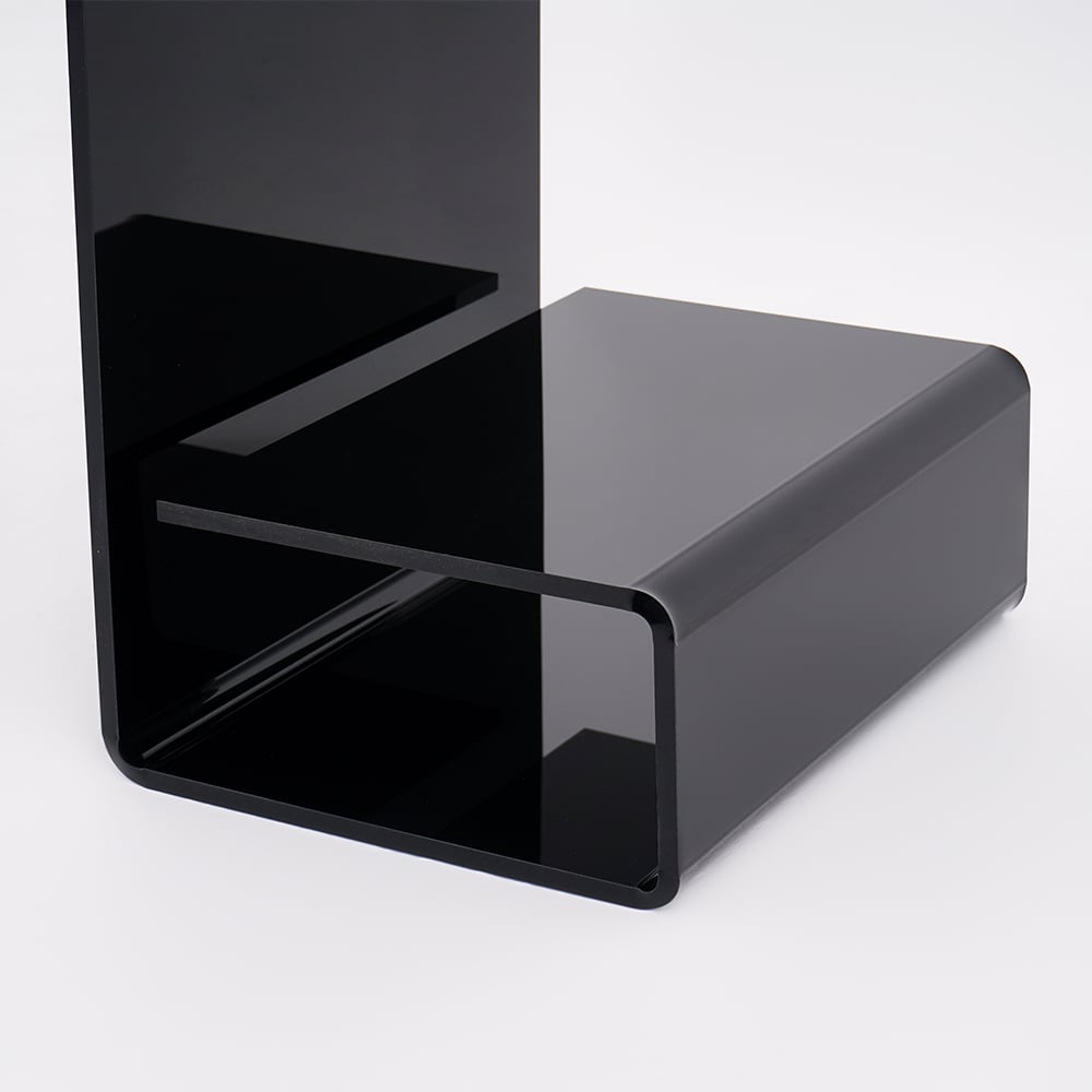 Modern Black Acrylic End Table with Storage C-Shaped Side Table - 