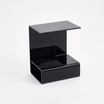 Modern Black Acrylic End Table with Storage C-Shaped Side Table - Homary