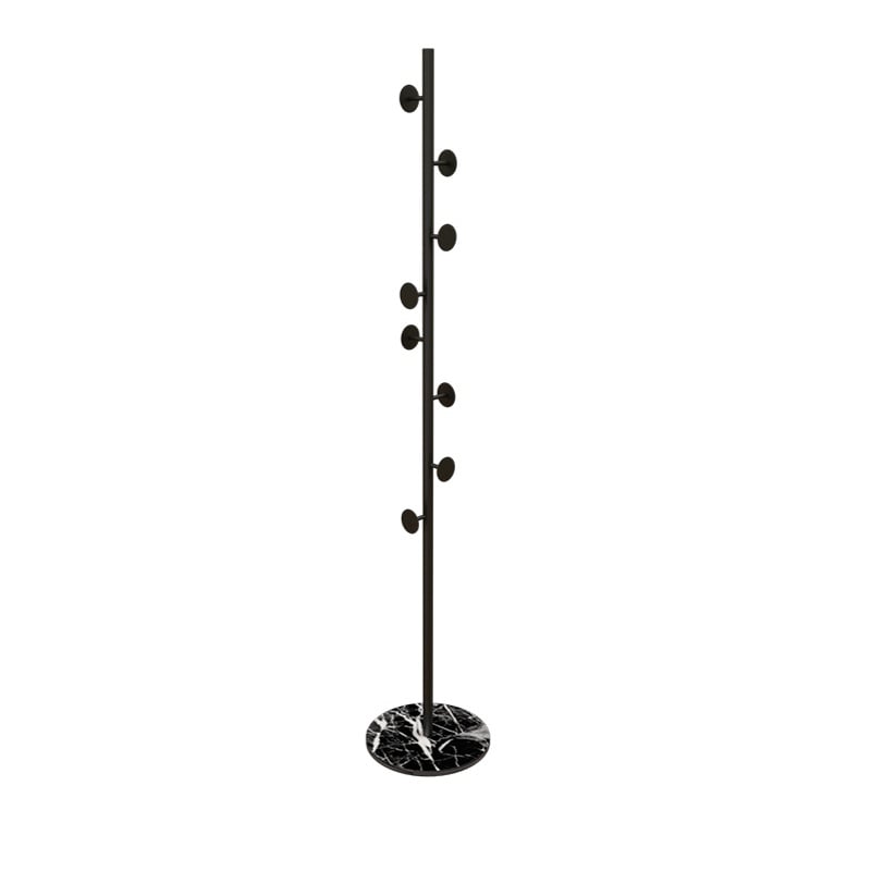 Modern Black Coat Stand Hallway Coat Hanger with Button Hooks - 