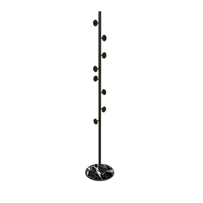 Modern Black Coat Stand Hallway Coat Hanger with Button Hooks - 