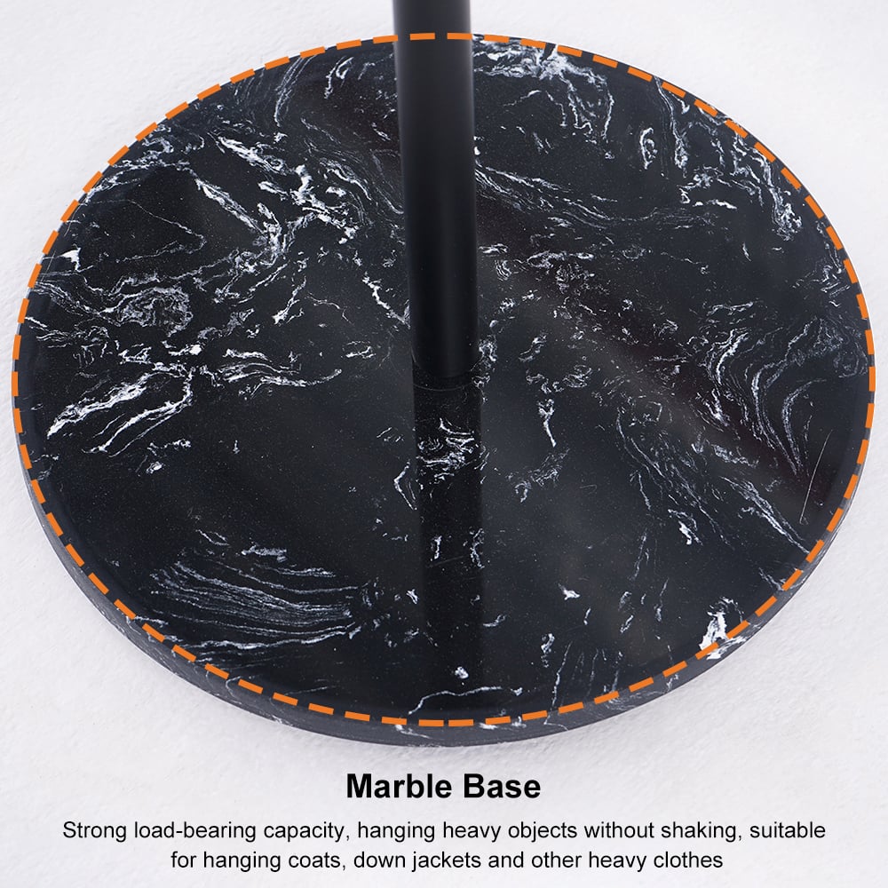 Modern Black Coat Stand Hallway Coat Hanger with Button Hooks - 