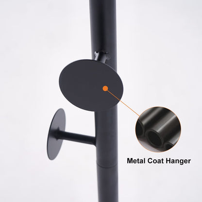Modern Black Coat Stand Hallway Coat Hanger with Button Hooks - 