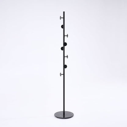 Modern Black Coat Stand Hallway Coat Hanger with Button Hooks - 