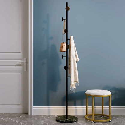 Modern Black Coat Stand Hallway Coat Hanger with Button Hooks - Homary