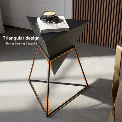 Modern Black Geometric Wood End Table Accent Side Table - 